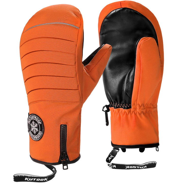 KUTOOK Skihandschuhe Ziegenleder Fäustlinge Wasserdicht Warm Winter Snowboard Handschuhe Winddicht W