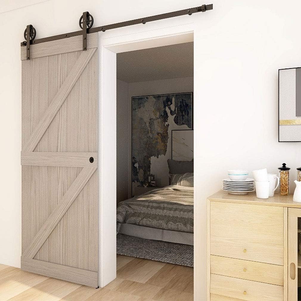 CCJH 183CM (6FT) Schiebetürbeschlag Set Schiebetürsystem Laufschiene für Schiebetür Hängeschiene für