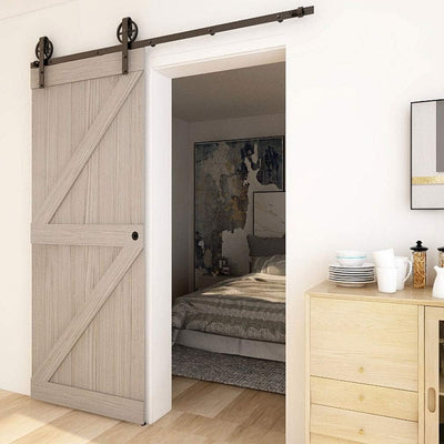 CCJH 183CM (6FT) Schiebetürbeschlag Set Schiebetürsystem Laufschiene für Schiebetür Hängeschiene für