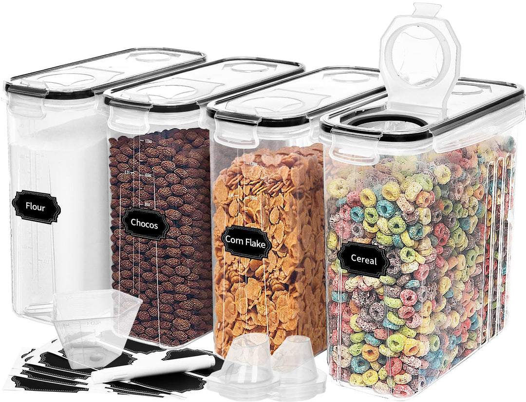 Skroam 4L Vorratsdosen Set mit 4, Müsli Schüttdose & Frischhaltedosen, BPA frei Kunststoff Vorratsdo