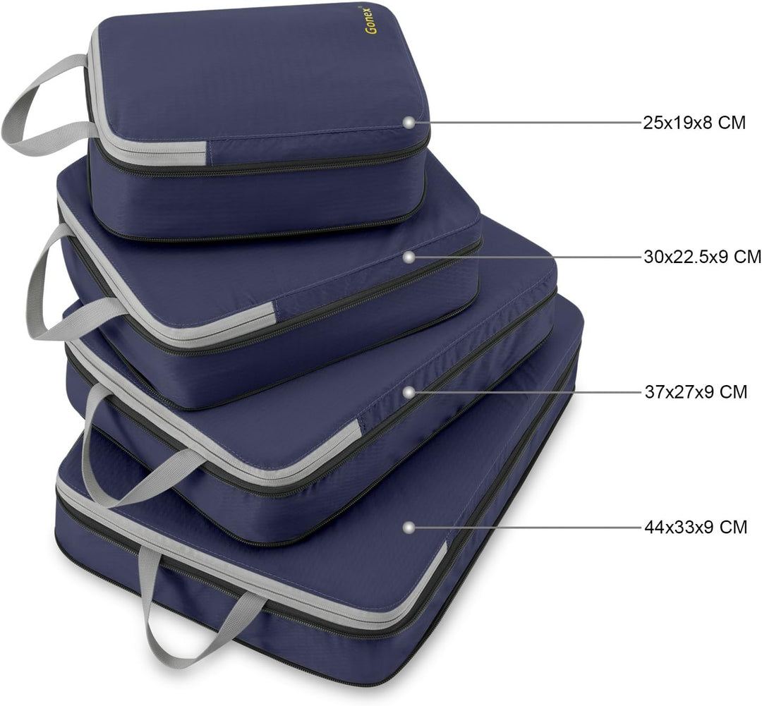 Compression Packing Cubes 3/4er Set, Gonex Kleidertaschen 4-teilig Verpackungswürfel, Kleidertaschen