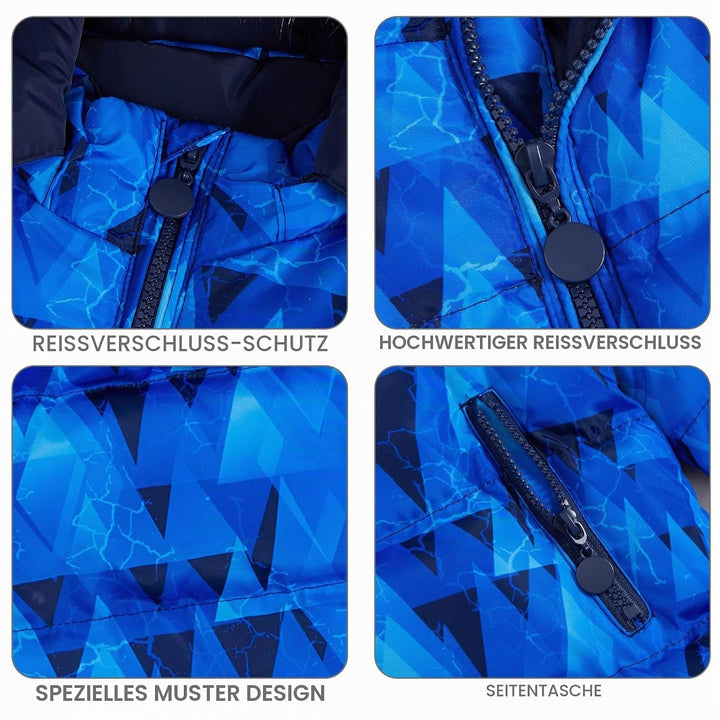 JiAmy Kinder Schneeanzug Daunenjacke mit Kaputze + Schneelatzhose, Winter Bekleidungsset Mädchen Win