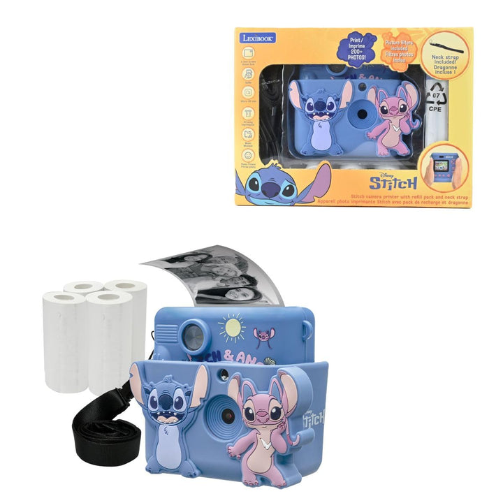 Lexibook, Disney Stitch, Starcam® Print, Kameraset mit Sofortdrucker, SD-Karte, 4 Papierrollen, Blau