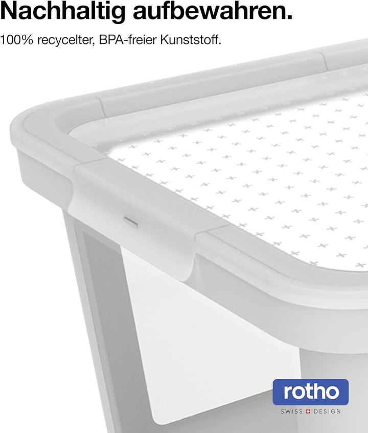 Rotho Albris Aufbewahrungsbox Deckel, Kunststoff (PP recycelt), blau/transparent, 45l, (57 x 39,2 x