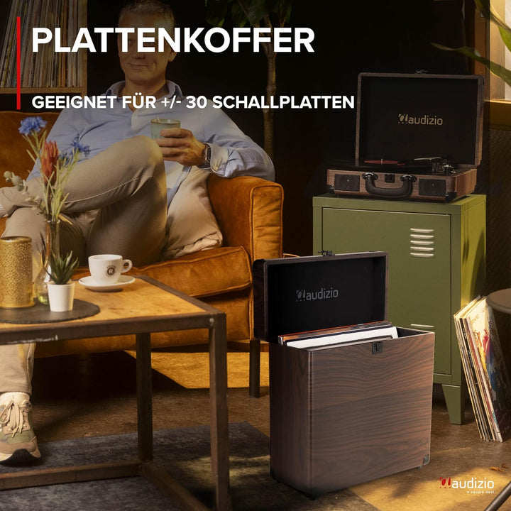 Audizio RC32 - Robuster Koffer für Schallplatten Aufbewahrung - Design Vinyl Holder - Plattenkoffer