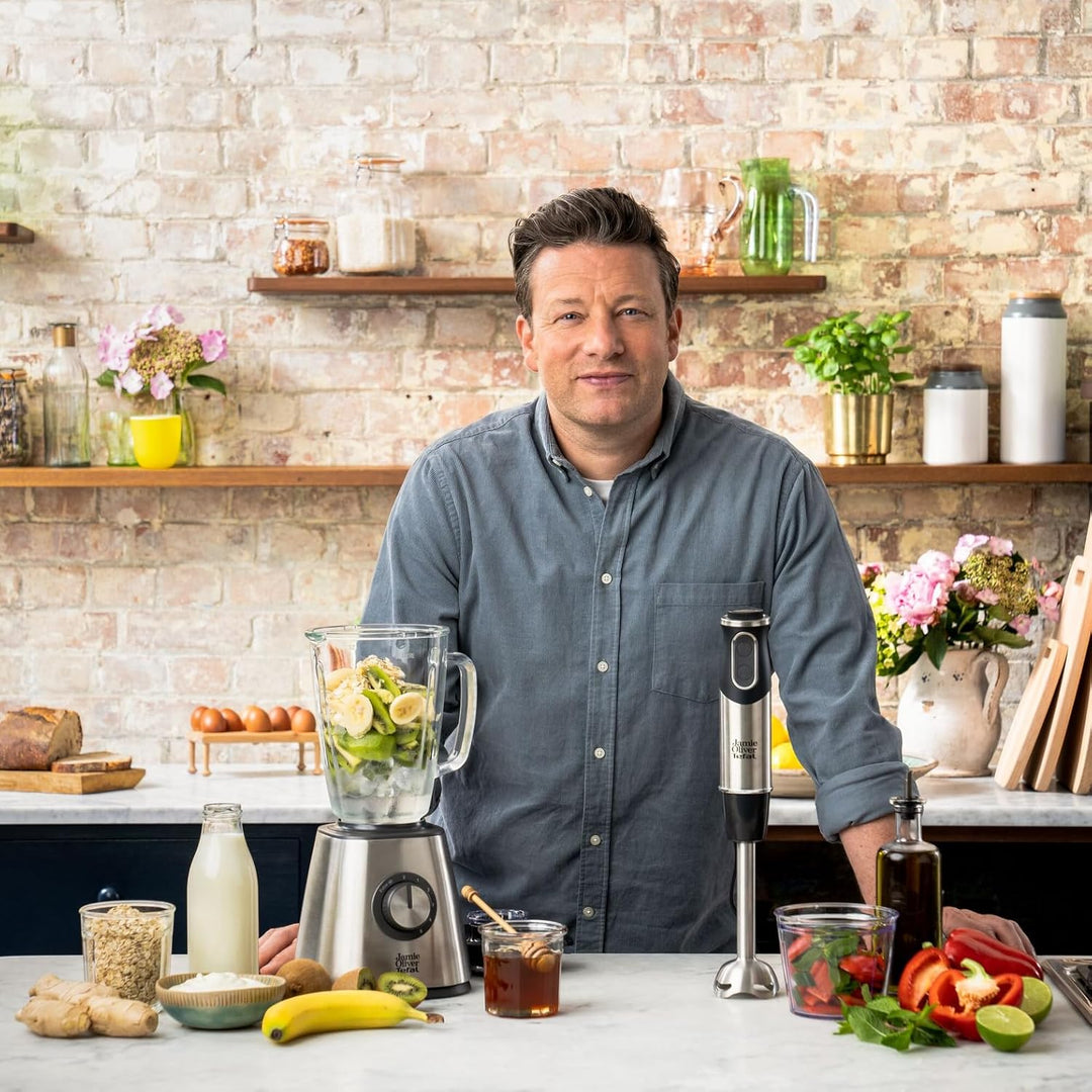 Tefal HB65JD Jamie Oliver Stabmixer, 1000 Watt, Zerkleinerer-Aufsatz, Edelstahl-Pürierstab, Spülmasc