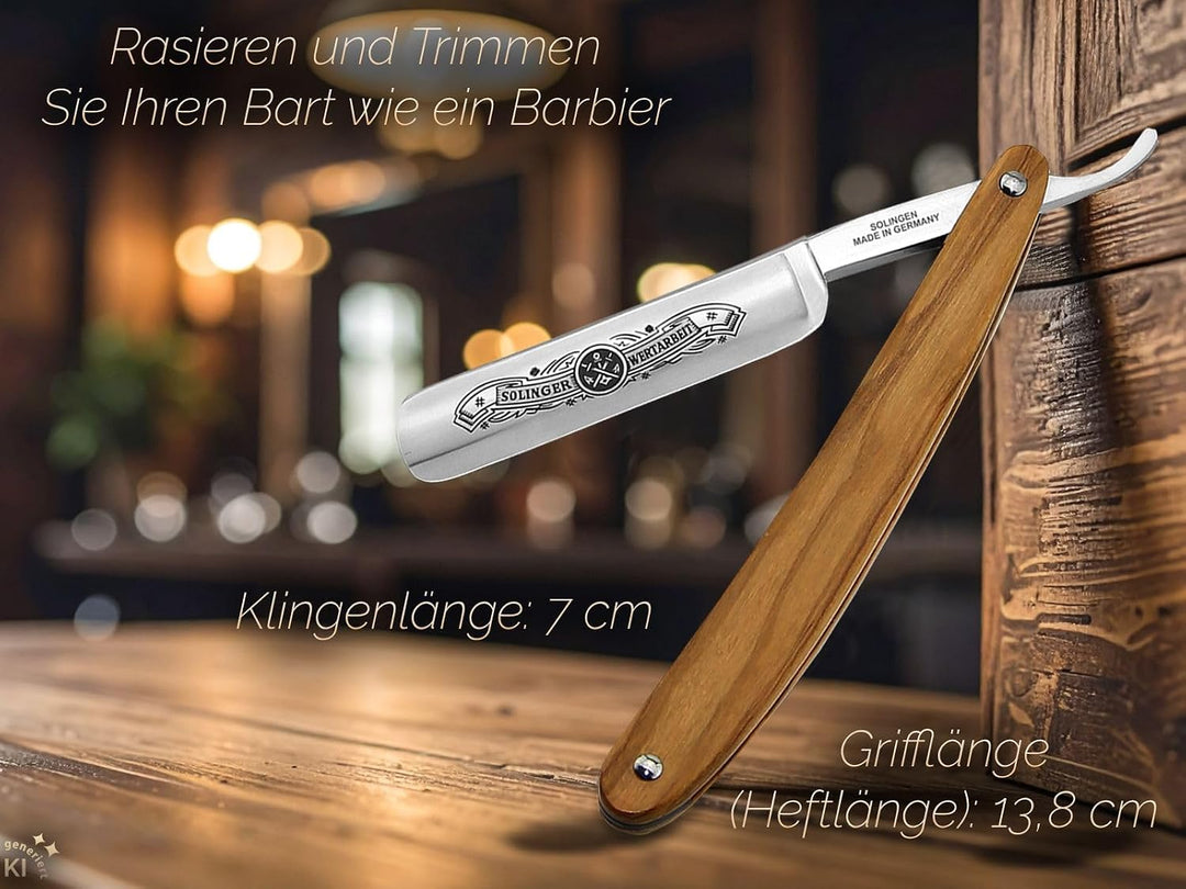 Solingen Rasiermesser-Set Solinger Bartmesser Streichriemen und Paste | Traditionelles Nassrasur Ras