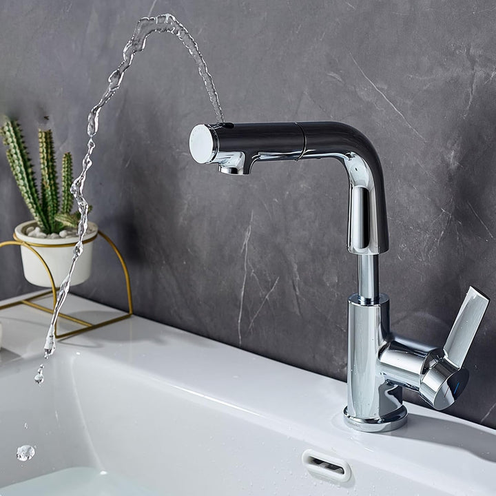 Waschtischarmatur mit Ausziehbar Wasserhahn Bad,Einhebelmischer Badarmatur Waschbeckenarmatur für mi