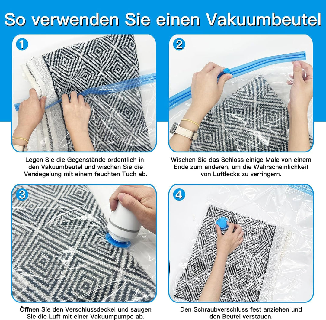 Vakuumbeutel für Kleidung Bettdecken mit Elektrische Pumpe,12 Stück vacuum bags for clothing (3 Jumb