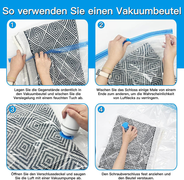 Vakuumbeutel für Kleidung Bettdecken mit Elektrische Pumpe,12 Stück vacuum bags for clothing (3 Jumb