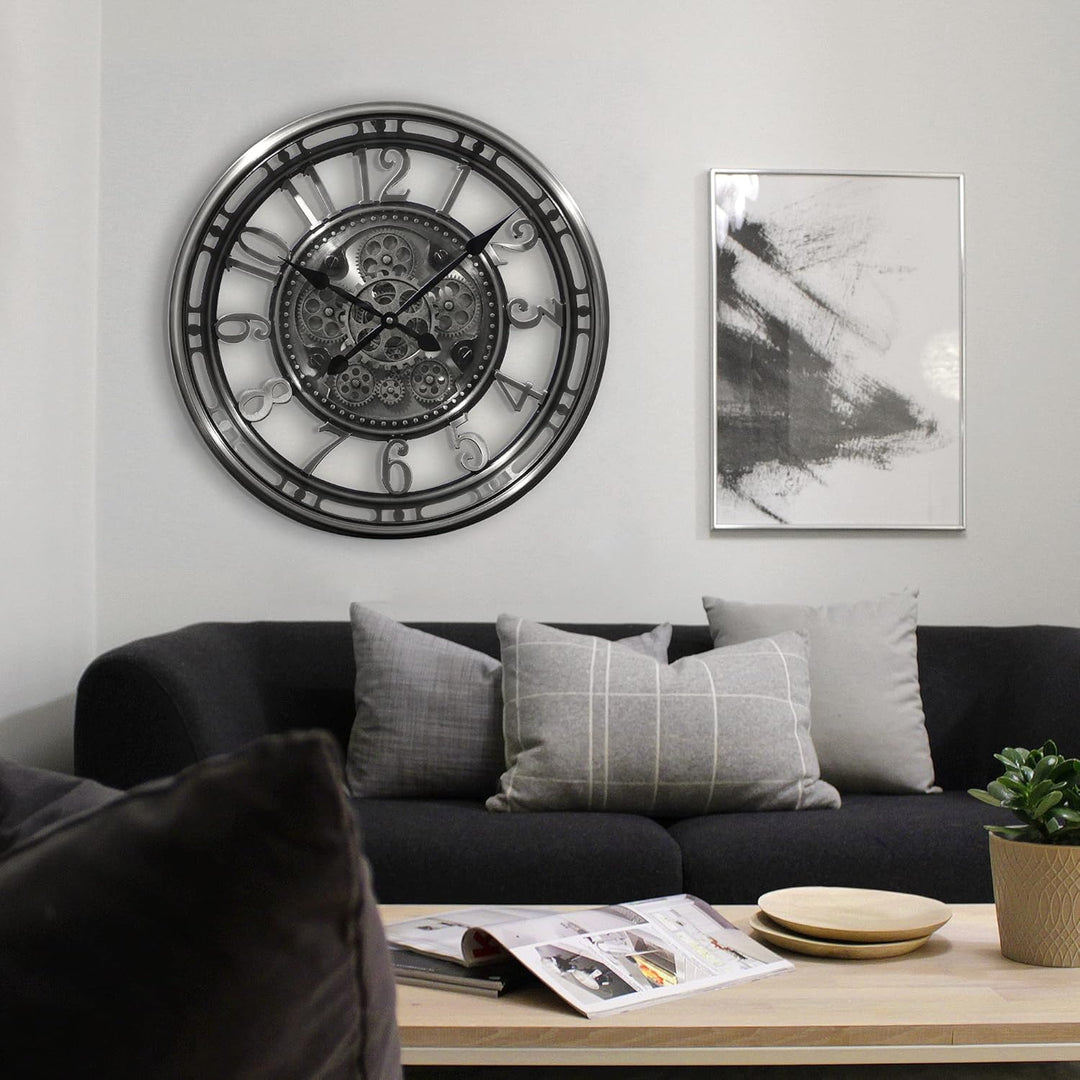 INFINITY TIME Moving Gear Wanduhr, modern, Vintage, rustikal, industriell, Steampunk, freiliegende U