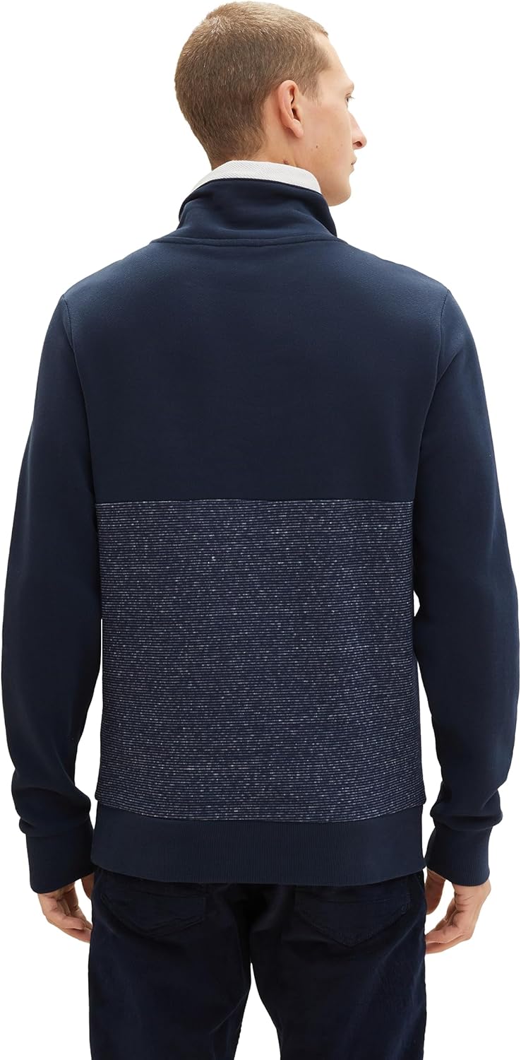 TOM TAILOR Herren Colorblock Snood Sweatshirt S 10668-sky Captain Blue, S 10668-sky Captain Blue