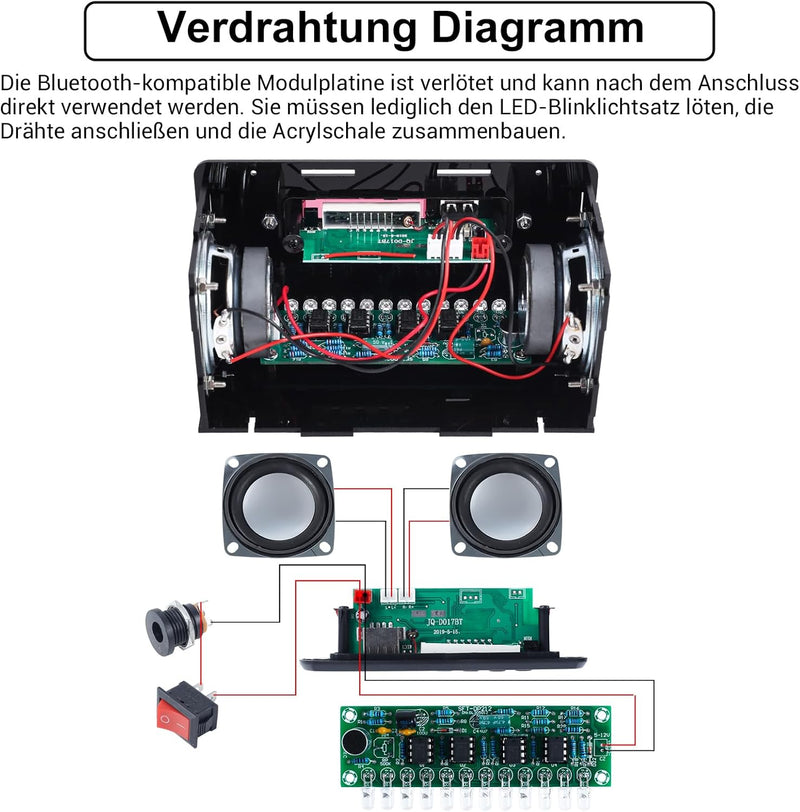 DONGKER DIY Elektronik Löten Bausatz Bluetooth Lautsprecher Kit mit FM Radio, Mini Heimstereo Sound