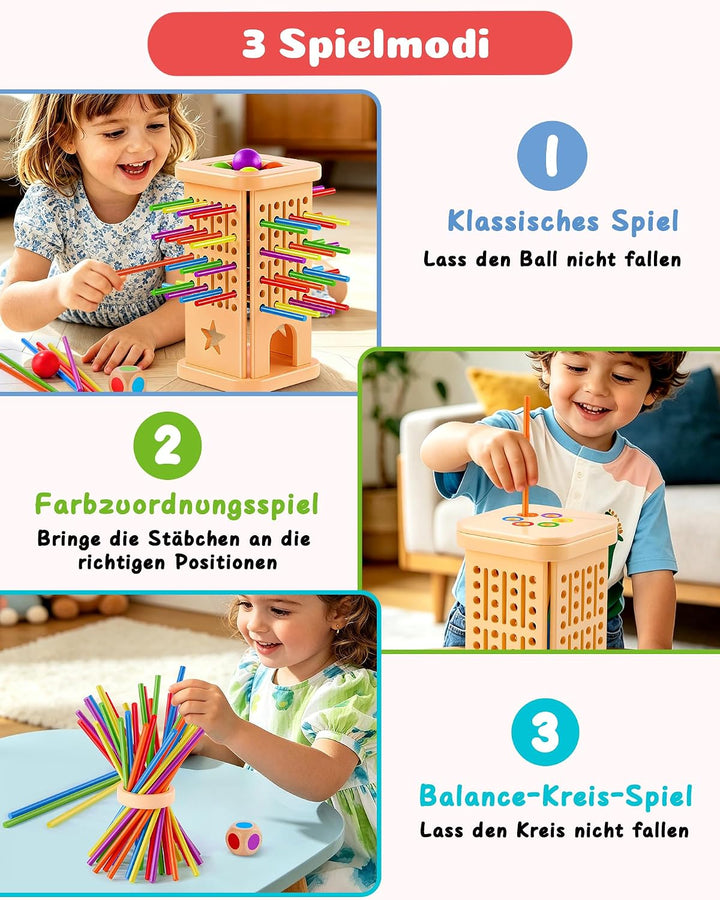 Montessori Spielzeug Holz Brettspiel ab 3–9 Jahre mit Stäbchen &amp; Ball | Holzspielzeug Kinder, Lernsp