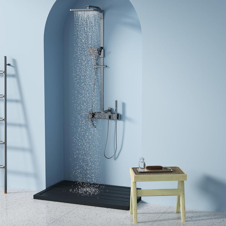 AufuN Bodenelement WPC Anti Rutsch für Gartendusche, Solardusche, Poolleiter oder Pool, Anthrazit Bo
