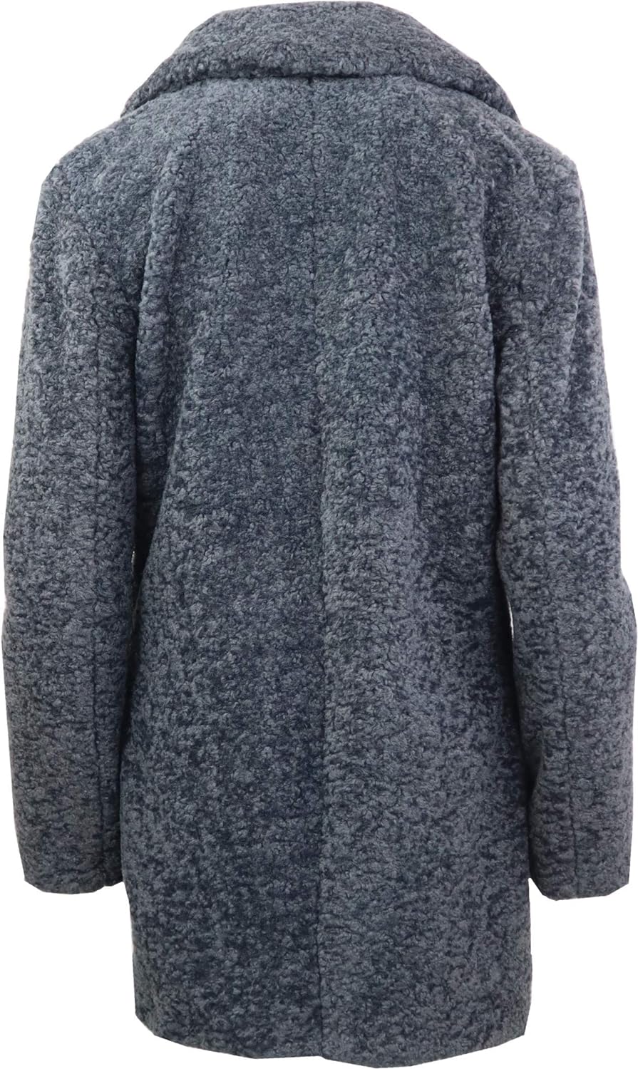 RICANO Mina, Zweireiher Teddymantel Damen Wintermantel in Braun, Grau oder Elfenbein (Dunkel-Grau, 2