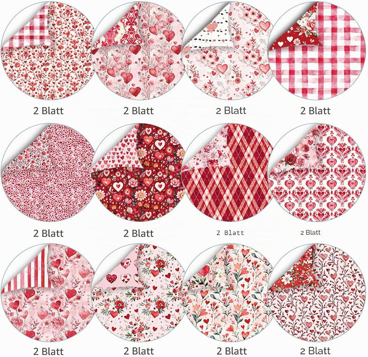 Scrapbook Papier 24 Blatt, 30,5 x 30,5 cm, Doppelseitiges Muster Papier, Elegant Blumenmuster Dekorp