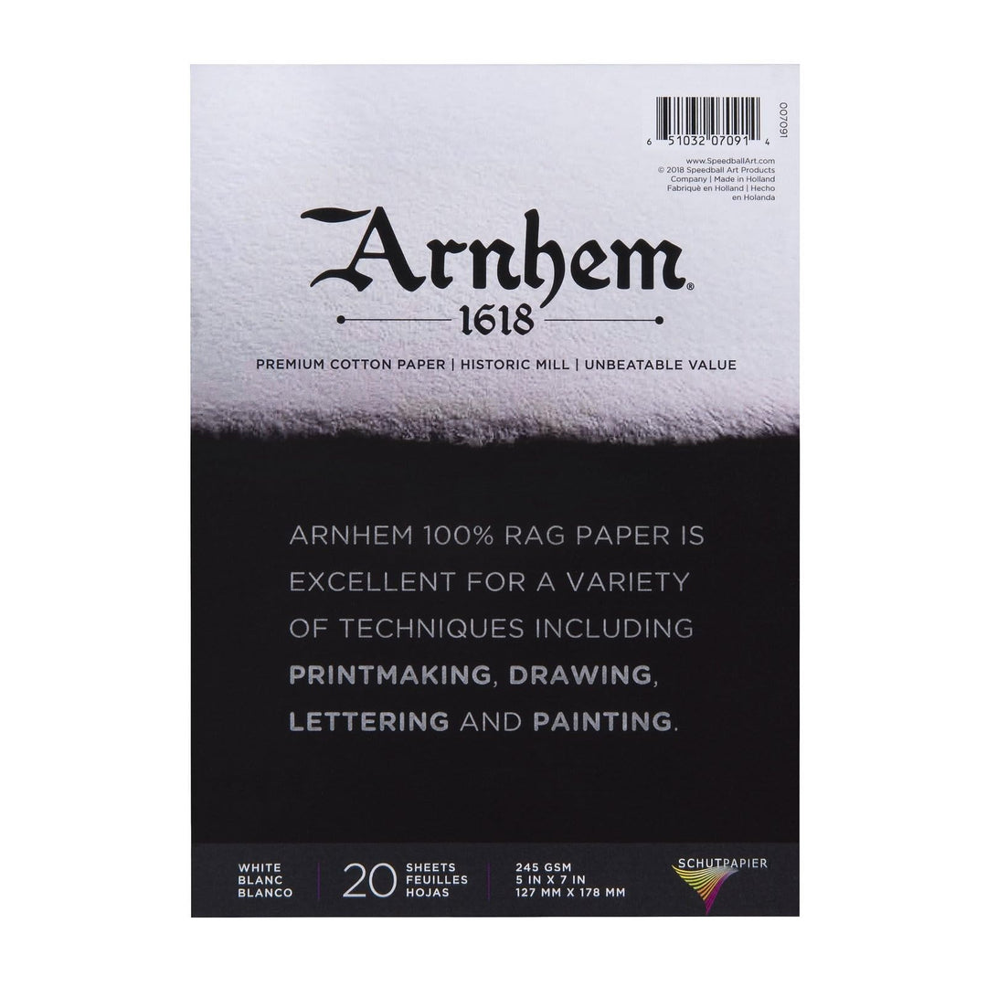 Speedball Arnhem 1618 Papierblock, 12,7 x 17,8 cm, Weiss 5" x 7", 5" x 7"