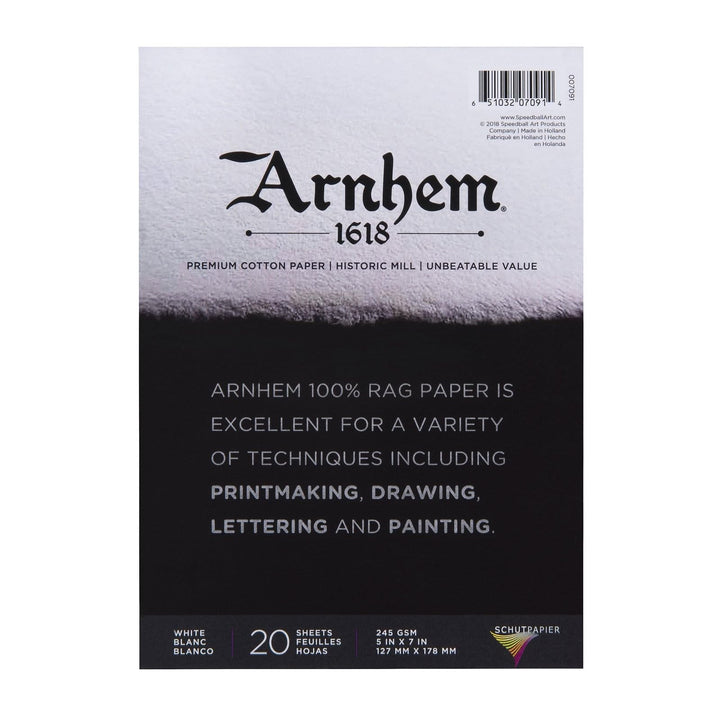 Speedball Arnhem 1618 Papierblock, 12,7 x 17,8 cm, Weiss 5" x 7", 5" x 7"