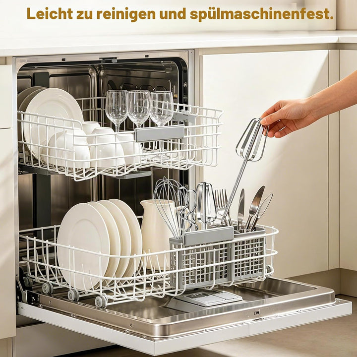 Handmixer Elektrisch 300W mit 7 Geschwindigkeiten, Ergonomischer Griff, Handrührgerät inkl. 2 Rührbe