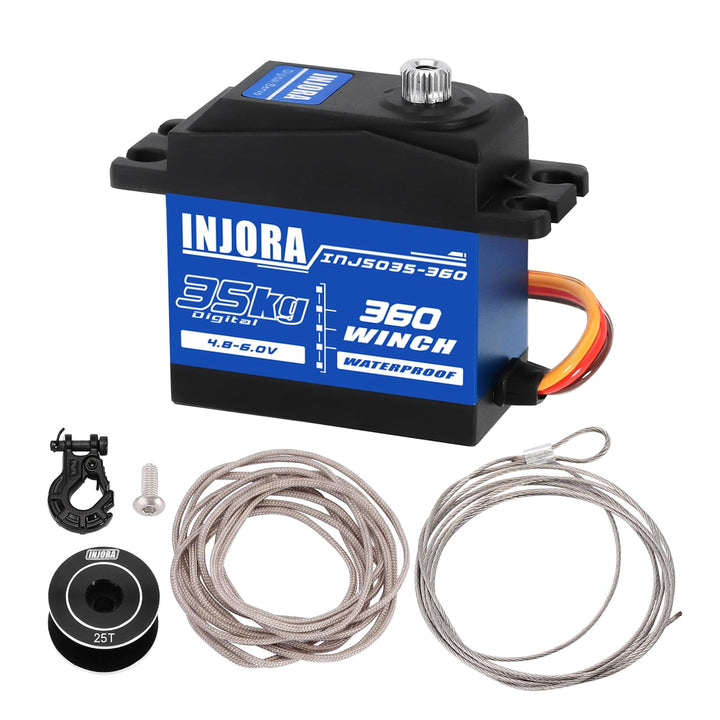 INJORA 35KG Digital Servo wasserdichte 360° Rotation 25T Servo Winde Spule für SCX10 PRO RC Raupe Au