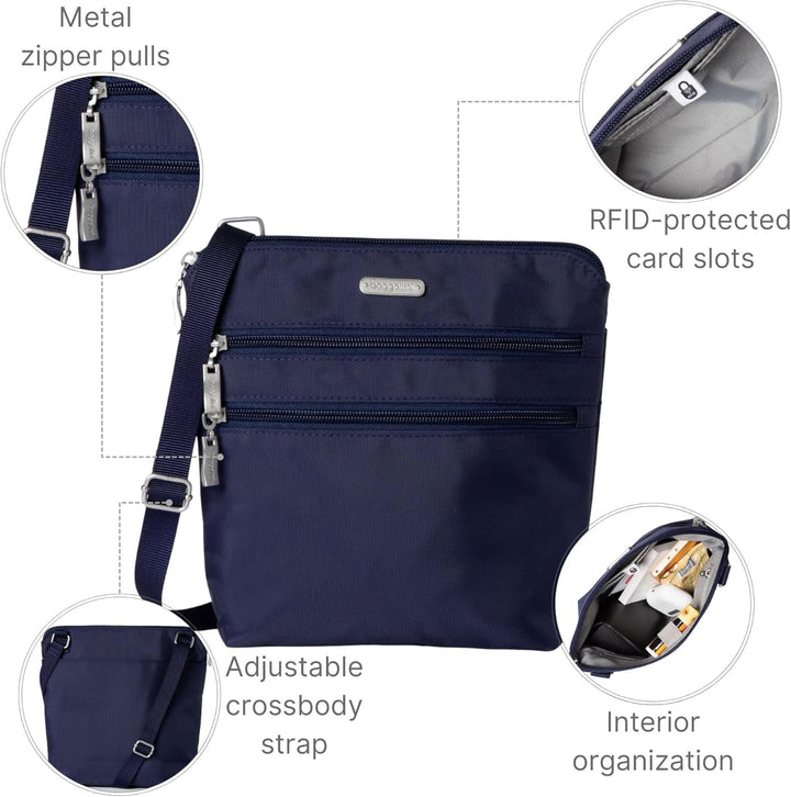 Baggallini Damen Essential Tasche für Frauen-Integrierter RFID-Kartenhalter-Crossbody Geldbörse mit