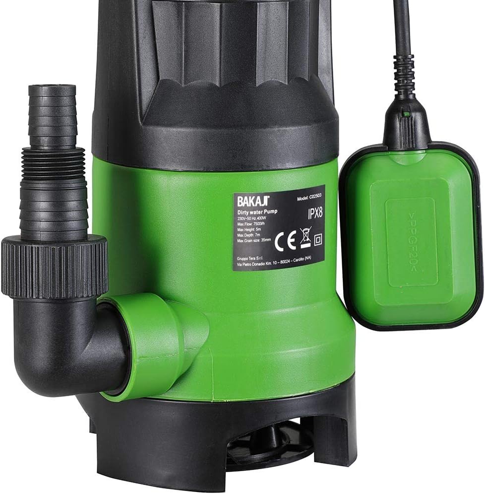 Bakaji Tauchpumpe Elektropumpe Sommerpumpe Wasser dunkel Schmutz Leistung 400 W Förderleistung 7000