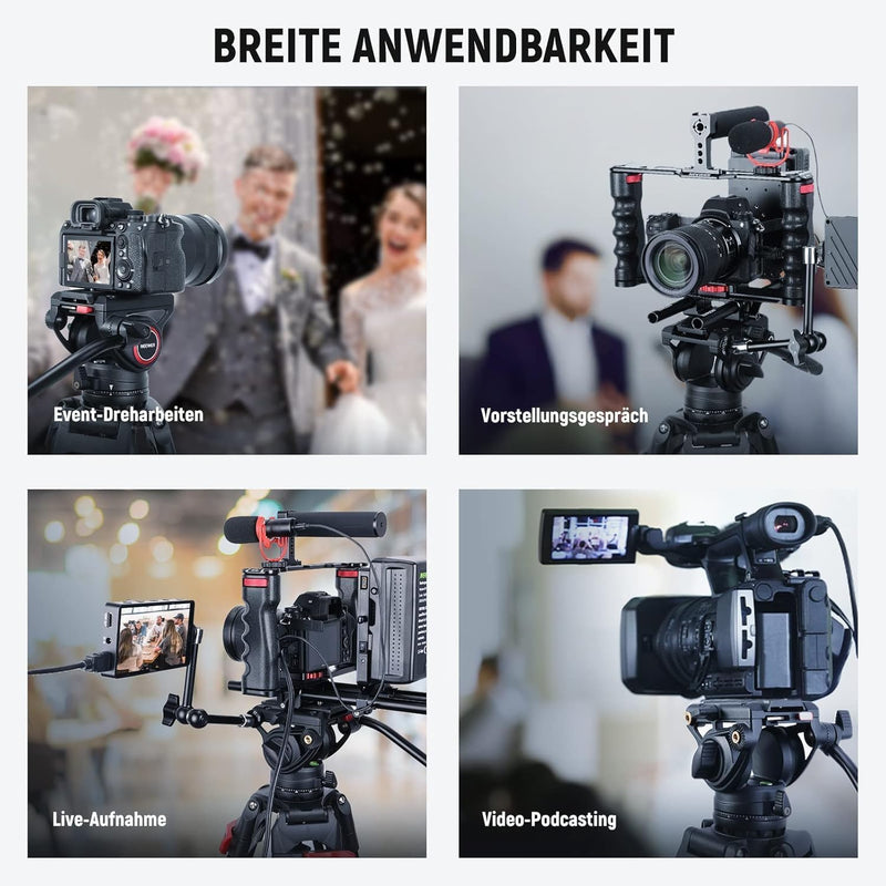 NEEWER 74" Pro Videostativ mit Fluidkopf, QR Platte kompatibel mit DJI RS Gimbals Manfrotto, strapaz