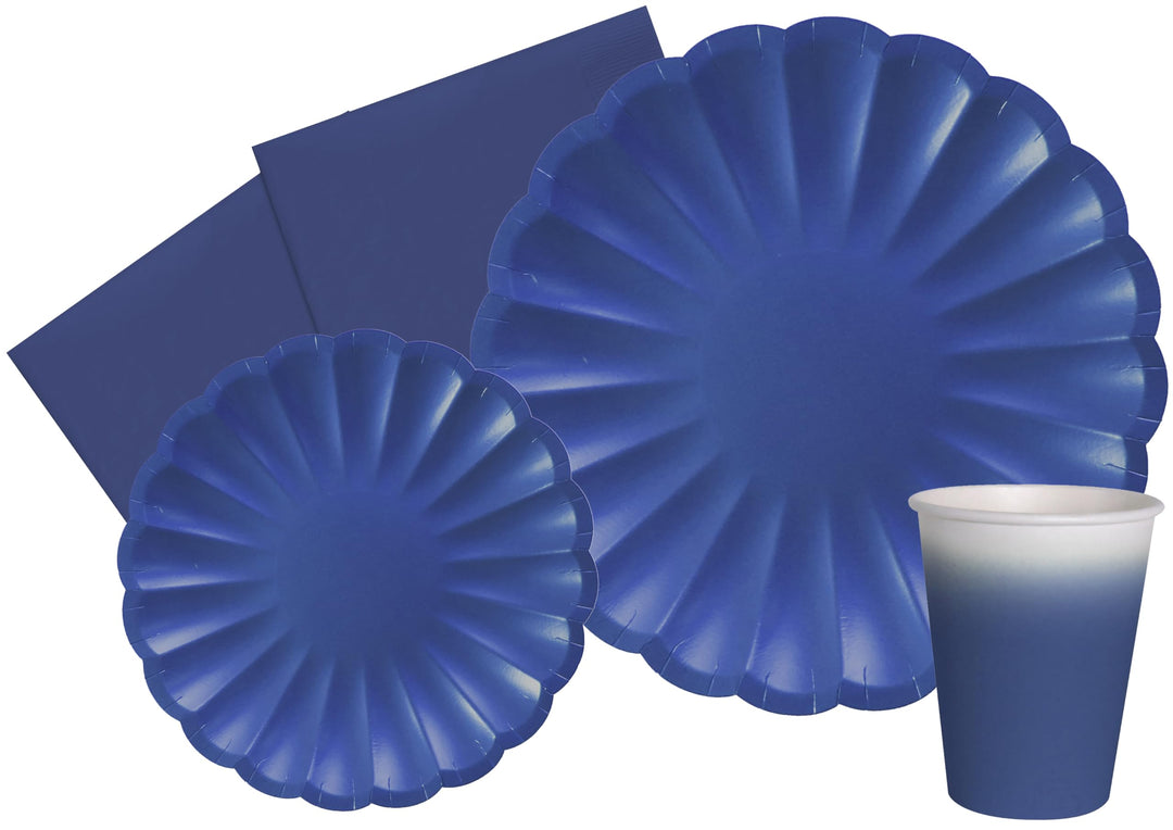 Partygeschirr Party-Set Flower Shape für 24 Personen (112 pcs: 24 Pappteller Ø23cm, 24 Pappteller Ø1