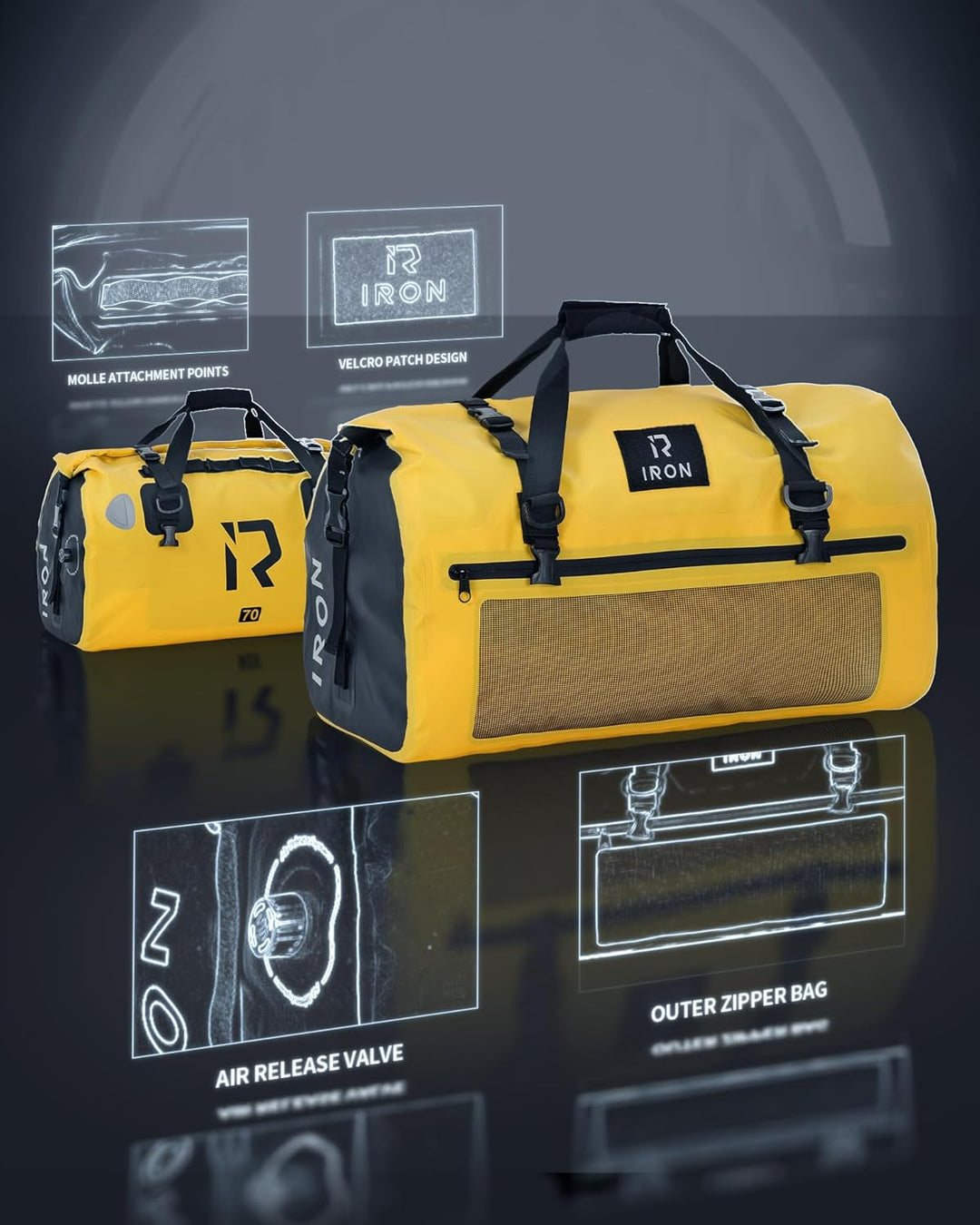 BORLENI Motorrad Hecktasche Gepäckrolle wasserdicht 70L – Premium Motorradtasche mit Rolltop, Reflek