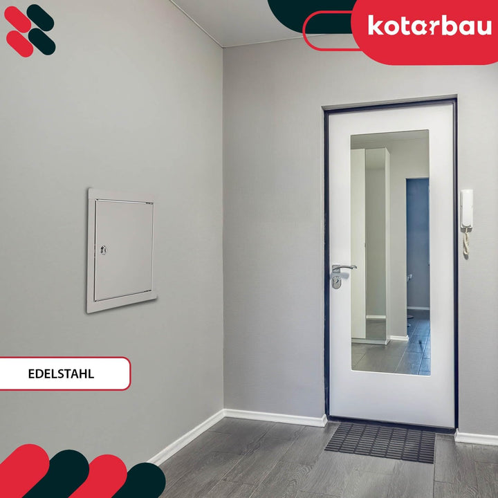 KOTARBAU® Revisionsklappe Grösse 25x25cm mit Schlüssel Edelstahl Silber für Revisionsschächte, 25x25