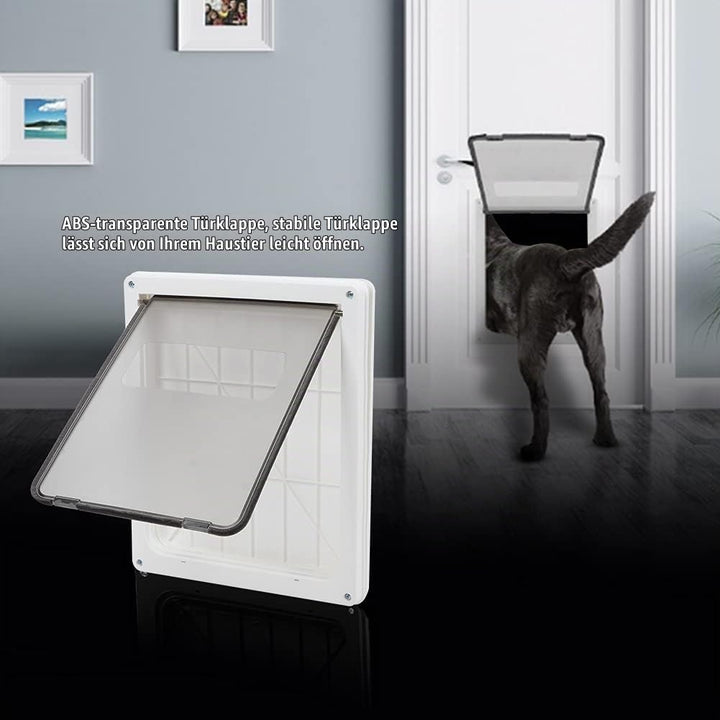 WNSC Hundetür, frei grosse Grösse Safe 43 × 36 × 5 cm Haustier Eingangstür für Wand(White), White