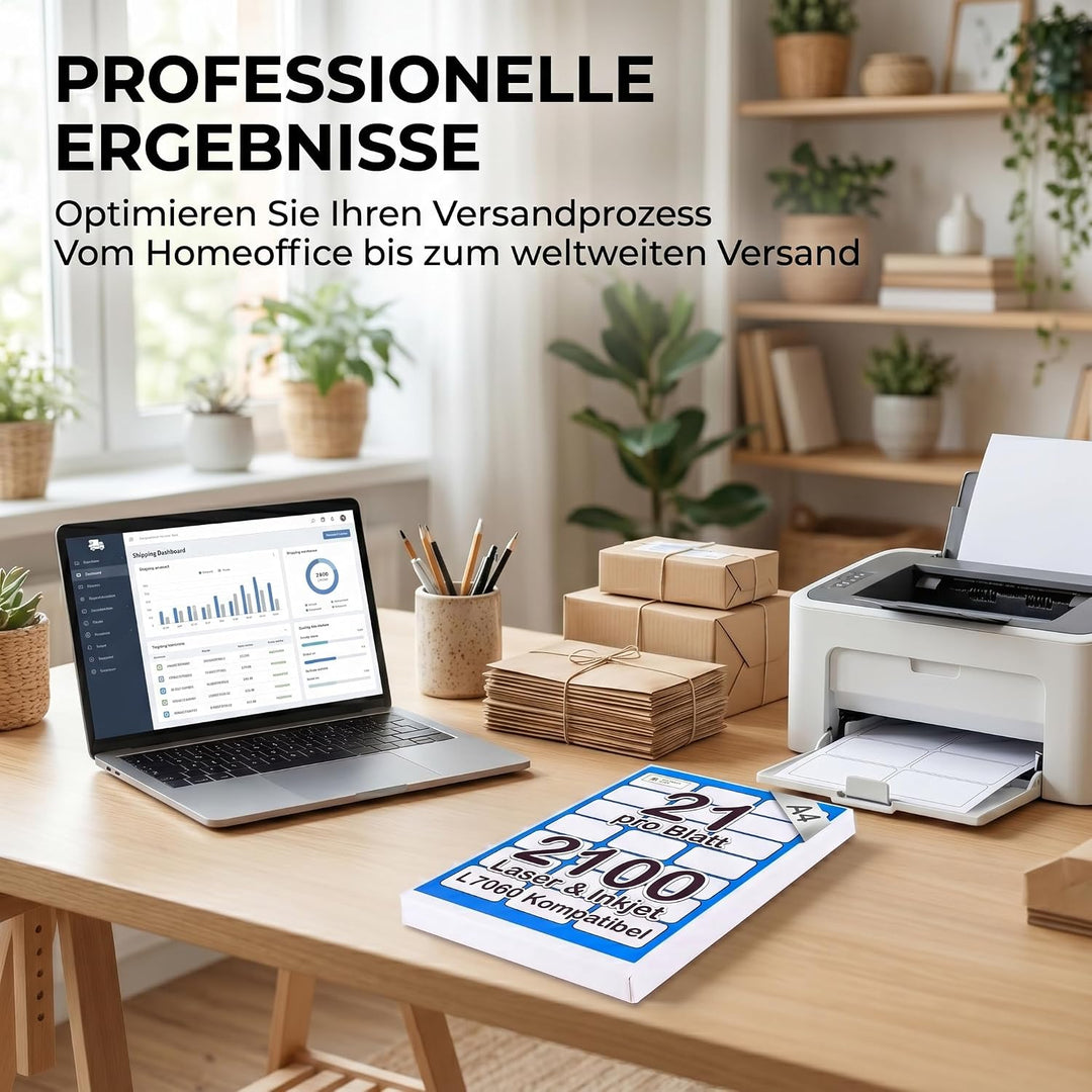 [2100 Etiketten] Etiketten Selbstklebend Bedruckbar A4 21 Pro Blatt | Adressetiketten Selbstklebend