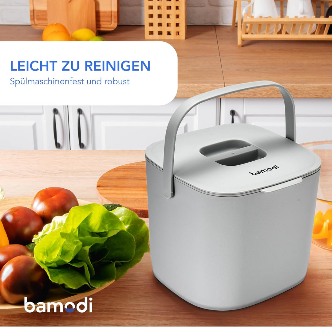 Bamodi Biomülleimer Küche Doppelte Compartment, Plastik, für Kompost oder kleine Abfälle in Küche/Ba