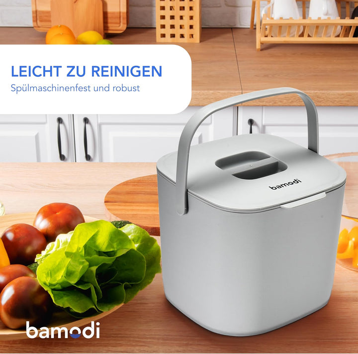 Bamodi Biomülleimer Küche Doppelte Compartment, Plastik, für Kompost oder kleine Abfälle in Küche/Ba