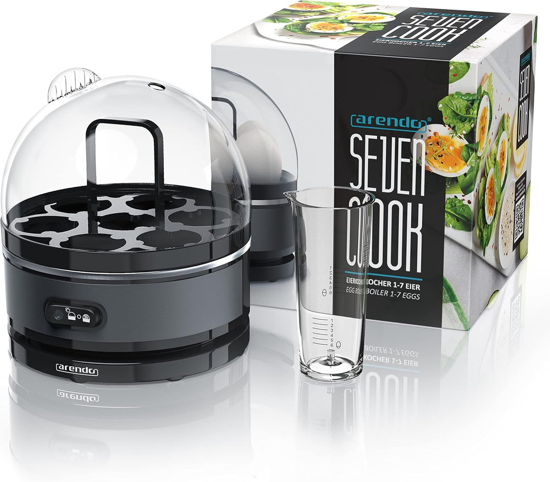 Arendo Sevencook Eierkocher 400 W – Edelstahl Design - 1-7 Eier - Egg Cooker - EIN/AUS-Schalter – 3