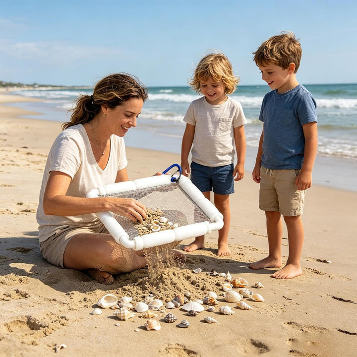 Shark Teeth Sifter for Beach Floating Screen with Wrist Strap | Muschelsieb für Garten, Meer, Ufer,