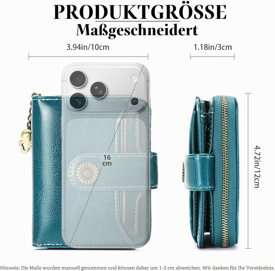SENDEFN Geldbörse Damen Klein,Geldbeutel Frauen Echtes Leder,mit Münzfach Kleines Zipper Brieftasche