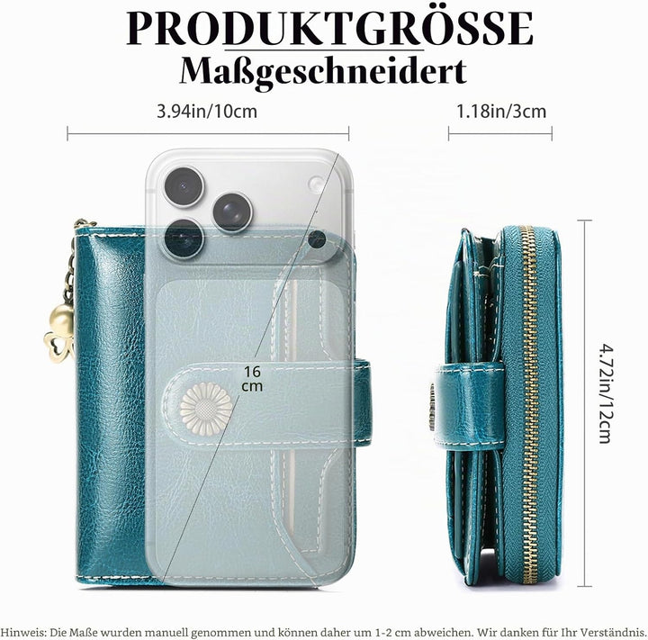 SENDEFN Geldbörse Damen Klein,Geldbeutel Frauen Echtes Leder,mit Münzfach Kleines Zipper Brieftasche