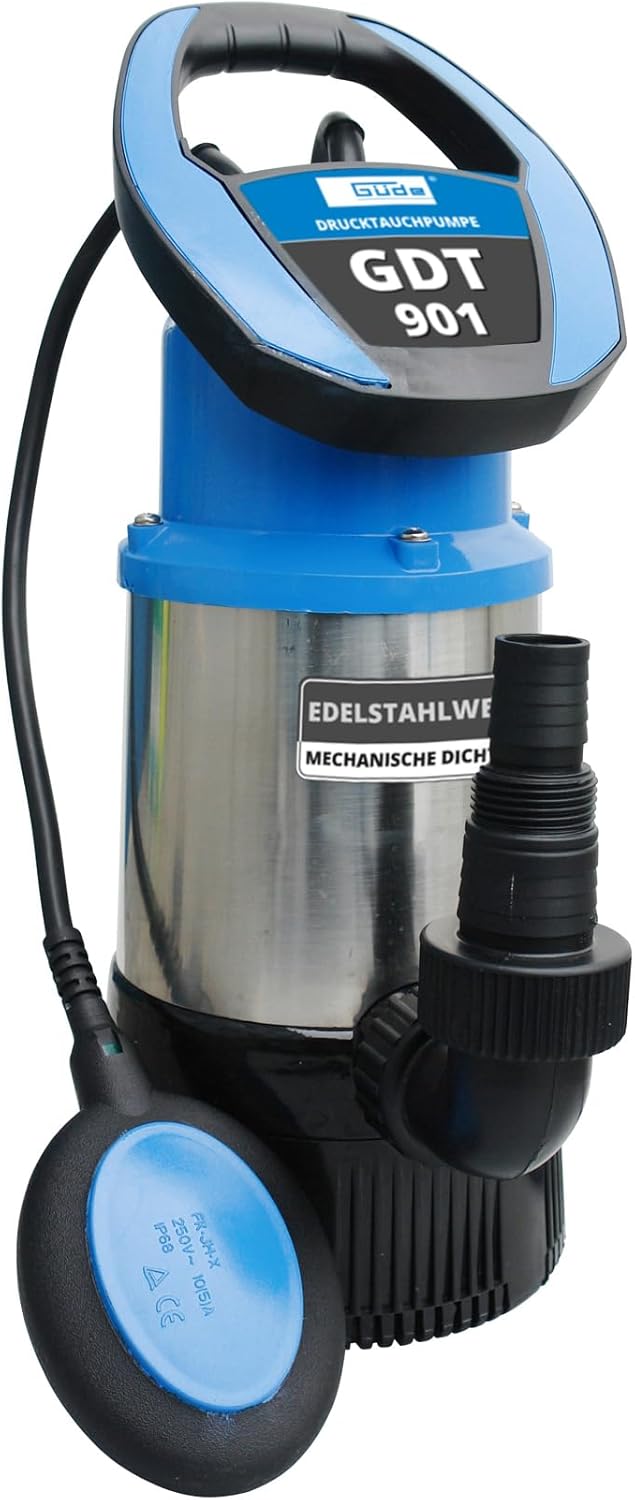 Güde 94246 Drucktauchpumpe GDT 901 & Gardena Pumpen-Anschlusssatz: Schlauchkupplung zum schnellen An