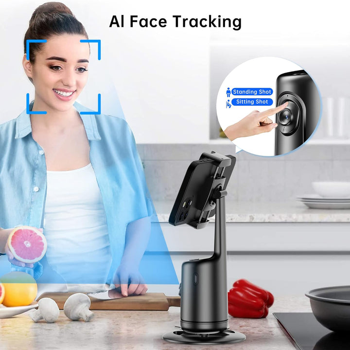 Auto Face Tracking Stativ, 360° Rotation Smart Telefonhalter, Keine App nötig, Gesicht Körper Selfie