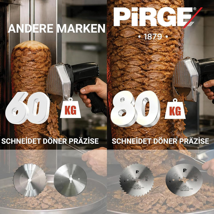 Pirge Kreismesser Universal 80 mm Glatt 5 TLG - Schärfstes Dönermesser aus Edelstahl in Premium Qual