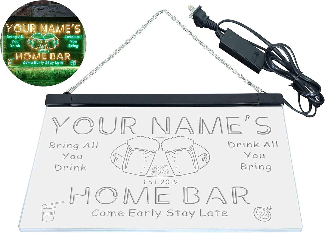 Personalized Your Name Est Year Theme Home Bar Beer Dual Color LED Barlicht Neonlicht Lichtwerbung N