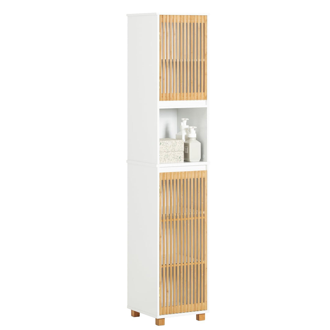 SoBuy BZR127-W Hochschrank Badezimmer Schrank Badschrank schmal Badregal Badezimmerschrank Badezimme