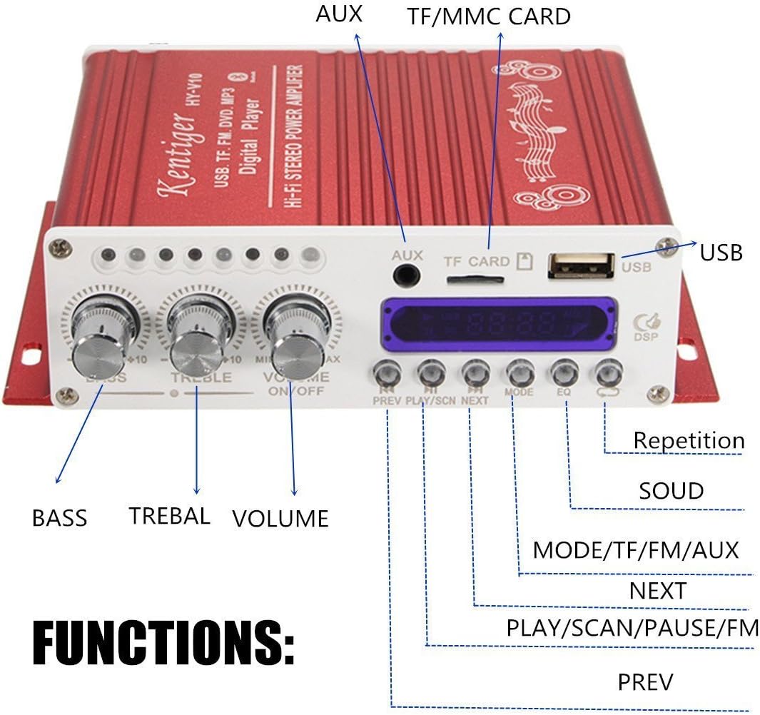 DollaTek Mini Bluetooth Hallo-Fi-Stereo-Audio-AMP Verstärker Bass Booster MP4 12V Unterstützung FM /