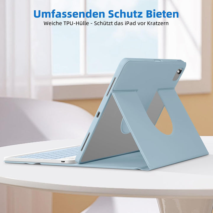 Bettdow für iPad Air 13 Zoll M3 2025/ M2 2024 Tastatur Hülle, Hoch-/Querformat Verwenden Hülle, Deut