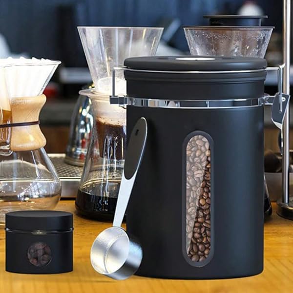 Kaffeedose Luftdicht – Premium Kaffeebohnen Behälter für 1.8L Bohnen & Gemahlenen Kaffee – Vakuum Ka