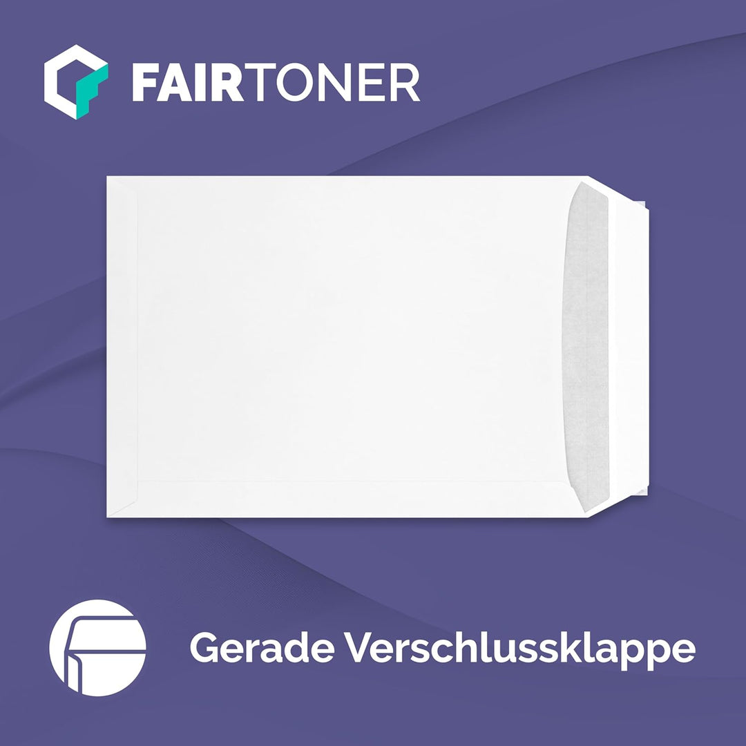 Versandtasche C4 (250 Stück Umschläge) Haftklebende Versandtaschen weiss 90gsm, mit Innendruck,mit F