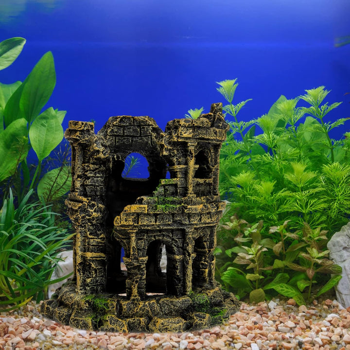 Happyyami Schloss Aquarium Dekoration Aquarium Versteck Ornament Versteckfelsen Für Aquarien 75-gall