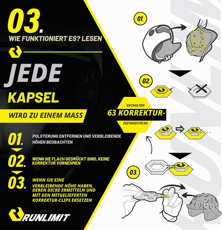 RUNLIMIT | FIT KIT Helmanpassung | Passend für jeden Helm mit herausnehmbarer | Polsterung Das Passf